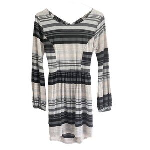 LAmade Striped Long Sleeve Open Back Dress Small
